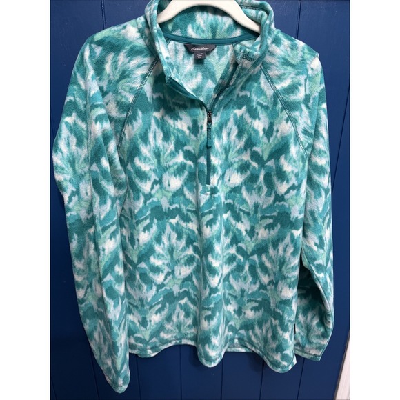 Eddie Bauer Jackets & Blazers - EDDIE BAUER (Large) Womens 1/4 Zip Polar Fleece Pullover Top Ikat Fabric